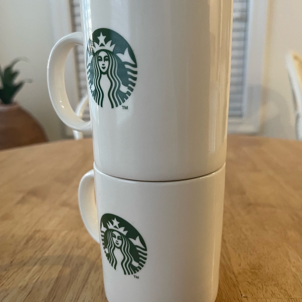 Starbucks Siren Logo White Coffee Mugs 2-12oz - Picture 6 of 11